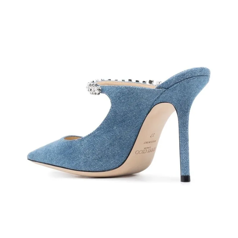 Jimmy Choo Bing 100mm Denim Mules-3