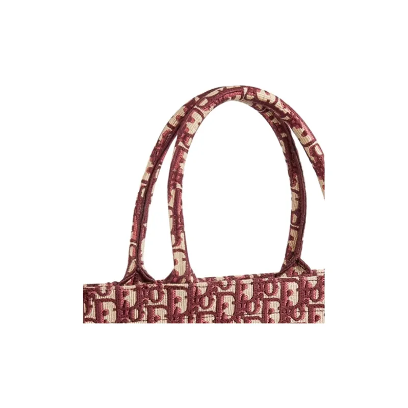 DIOR BookTote Canvas Canvas Bag Shoulder Bag Crossbody Bag Handbag Medium Size Women's Burgundy-4