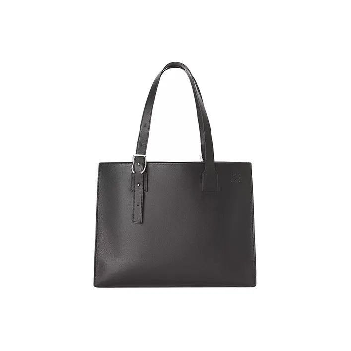 LOEWE Cow Leather Tote Bag Shopping Bag Shoulder Bag Handbag Men's Black-0