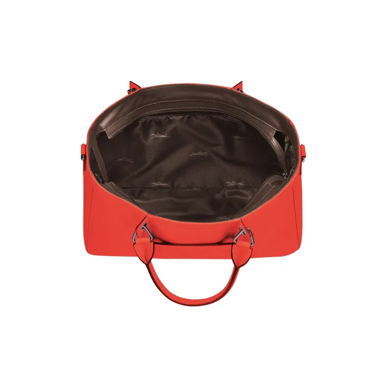 LONGCHAMP 3D Leather Shoulder Bag Crossbody Bag Handbag Medium Size Women's Orange-3