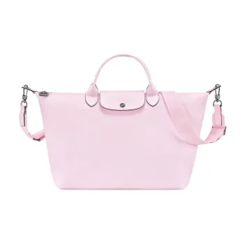 LONGCHAMP Le Pliage Cow Leather Shoulder Bag, Crossbody Bag, Handbag Tubas Women's Petal Pink