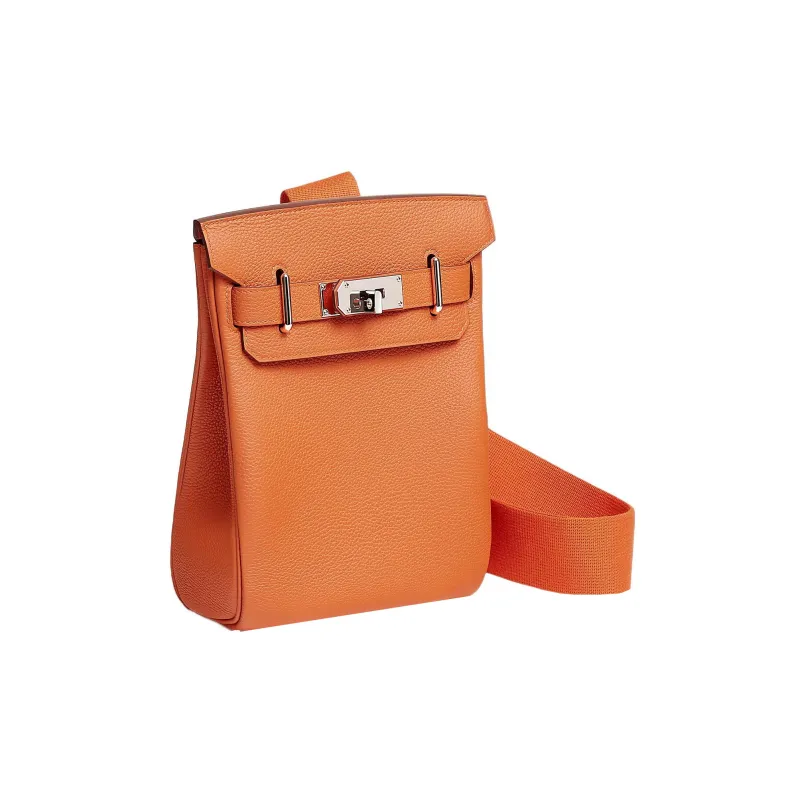 HERMES Hac A Dos Togo Calfskin Shoulder Bag Crossbody Bag Small Size Men's 93 Orange Orange-1
