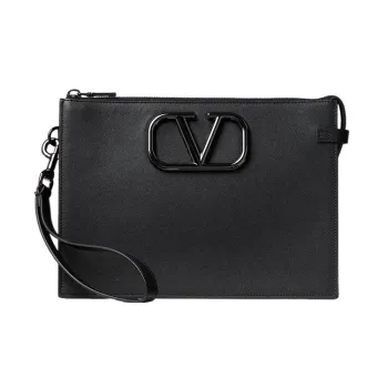 Valentino Vlogo Calfskin Clutch Men's Black