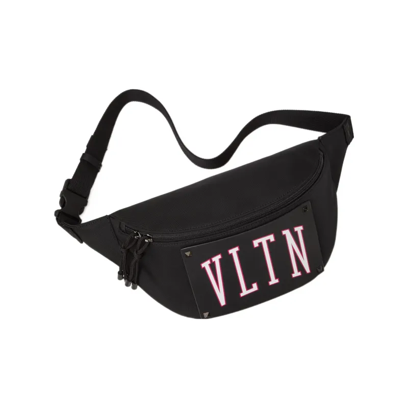 Valentino GARAVANI Nylon With Cow Leather Fanny Pack Men's Black-3