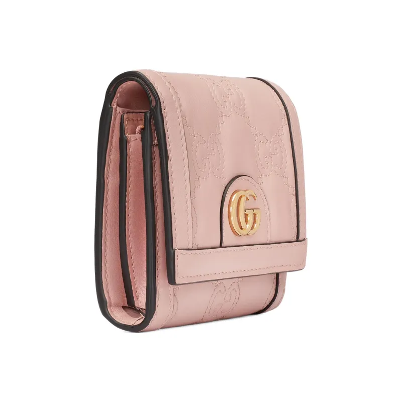 GUCCI Quilting Leather Card Holder Wallet Women's Pink-2