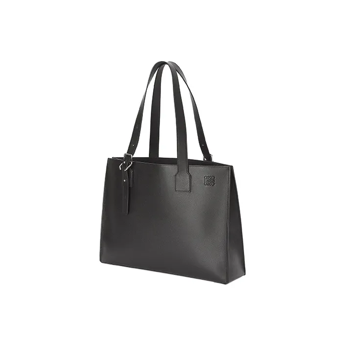 LOEWE Cow Leather Tote Bag Shopping Bag Shoulder Bag Handbag Men's Black-1