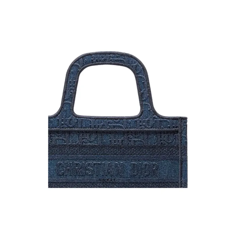 DIOR BookTote Canvas Canvas Bag Tote Bag Shopping Bag Handbag Mini Women's Blue-3