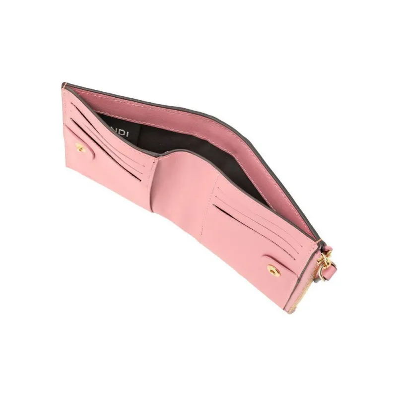 FENDI Calfskin Wallet Women's Pink/Yellow-4