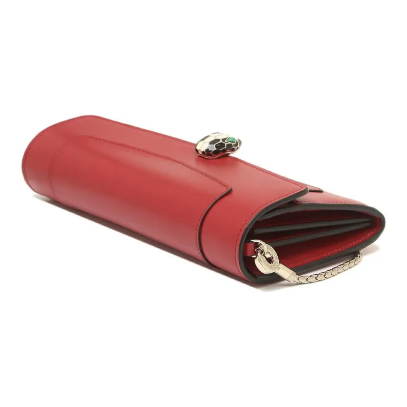 BVLGARI Cow Leather Wallet Women's Rogue Red-4