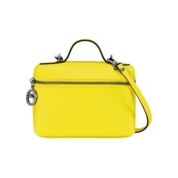 LONGCHAMP Cow Leather Handbag Shoulder Bag Crossbody Bag Mini Women's Lemon Yellow