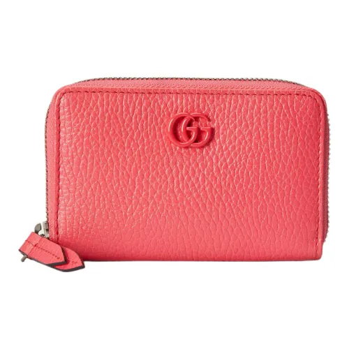 GUCCI Leather Wallet Women's Coral Pink
