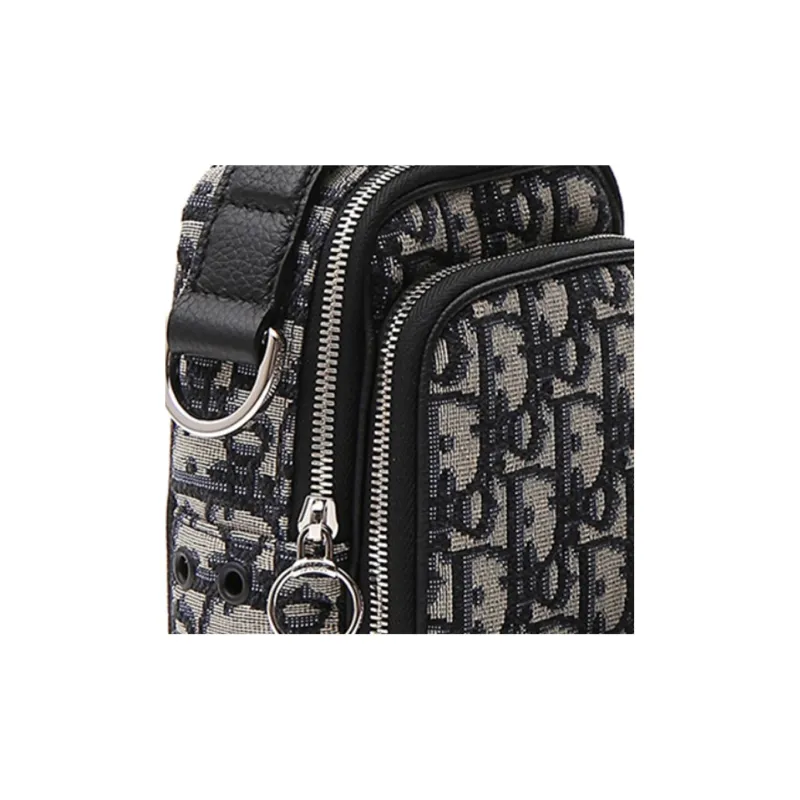 DIOR Fabric Camera Bag Shoulder Bag Crossbody Bag Unisex Black-4