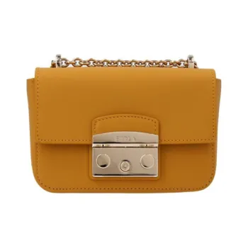 Furla Metropolis Collection Cow Leather Shoulder Bag Crossbody Bag Mini Women's Yellow