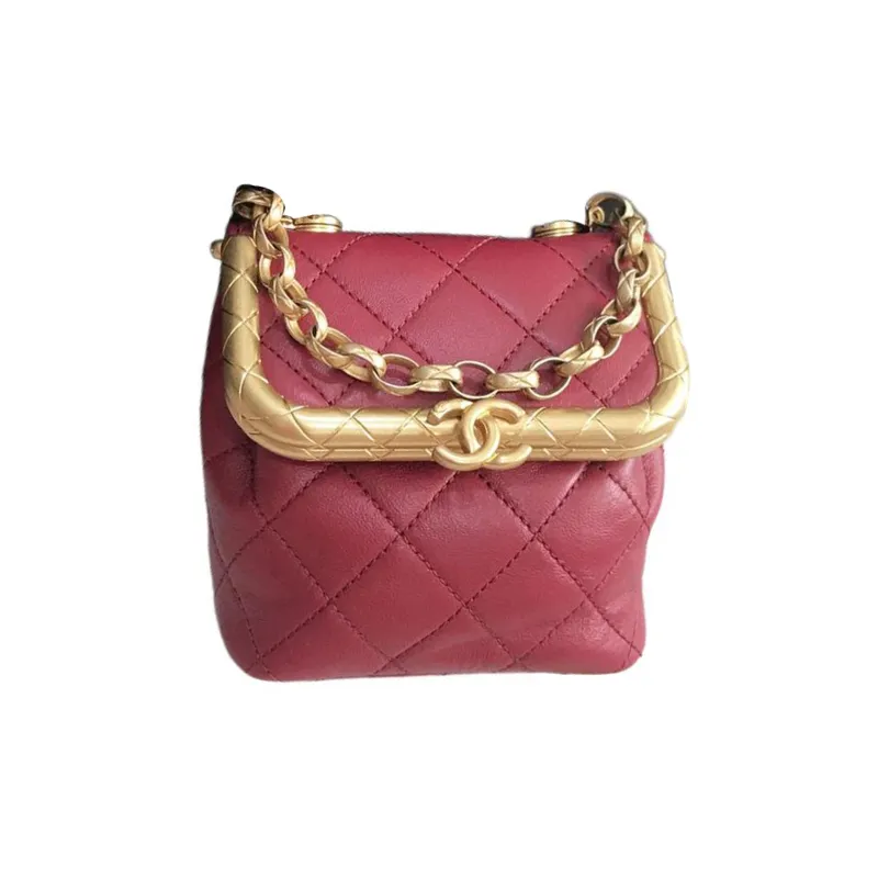 CHANEL Sheepskin Box Bag, Shoulder Bag, Crossbody Bag, Handbag Trumpets Women's Red-0