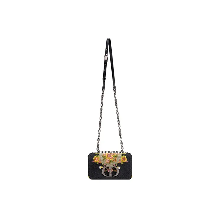DIOR Caro Leather Shoulder Bag Crossbody Bag Small Size Women's Black-4