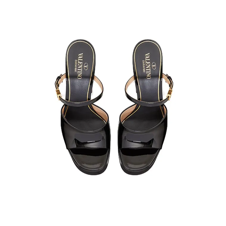 Valentino Tan Go Abrasion Resistant Slide Slippers Women's Black-3