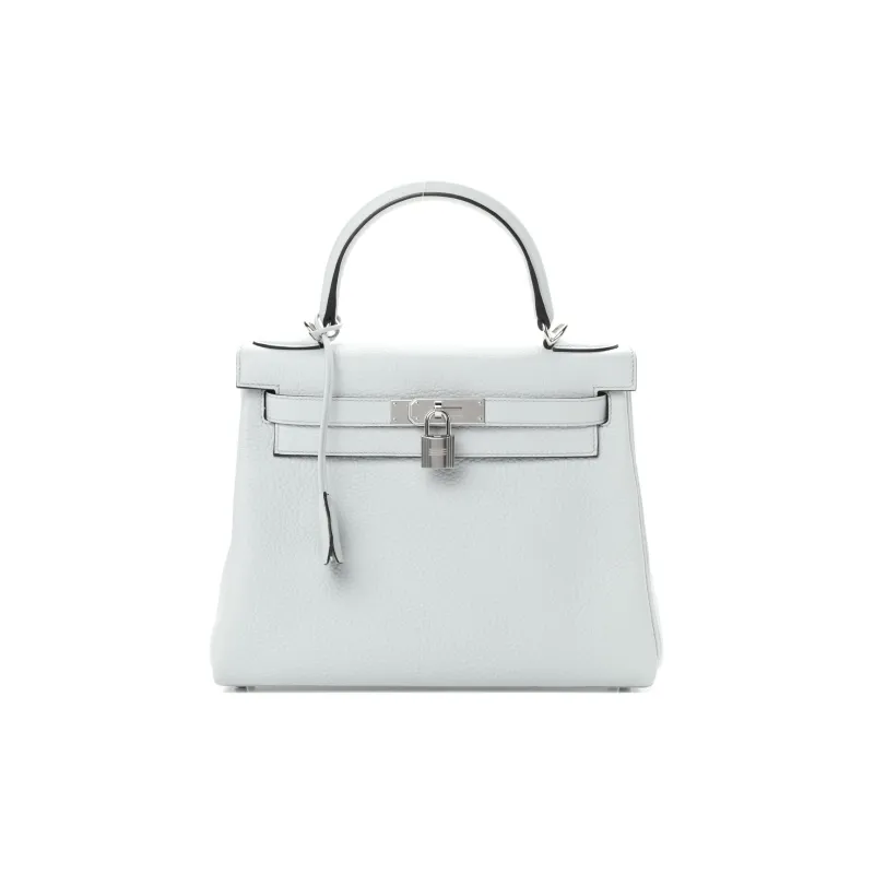 HERMES Kelly Taurillon Clemence Leather Kelly Bag Handbags Regular Women's 08 Pale Blue Holy Grail Blue-0