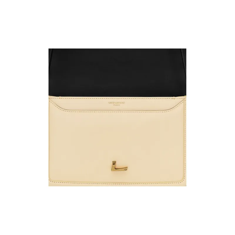 SAINT LAURENT SOLFERINO Cow Leather Tofu Bag Shoulder Bag Crossbody Bag Medium Size Women's Black/Beige-6