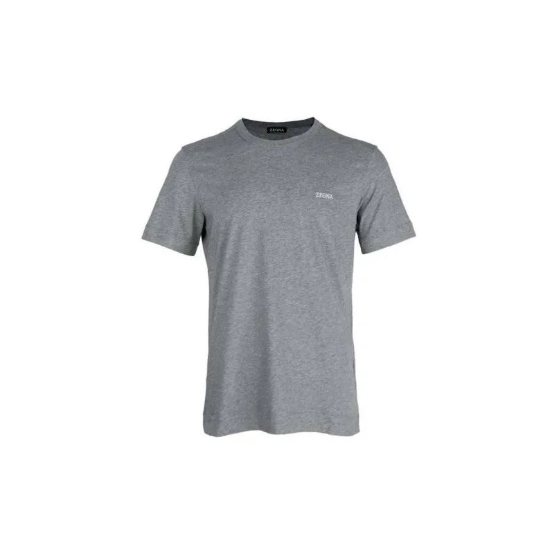 Zegna Logo Embroidered Crewneck T Shirt-0