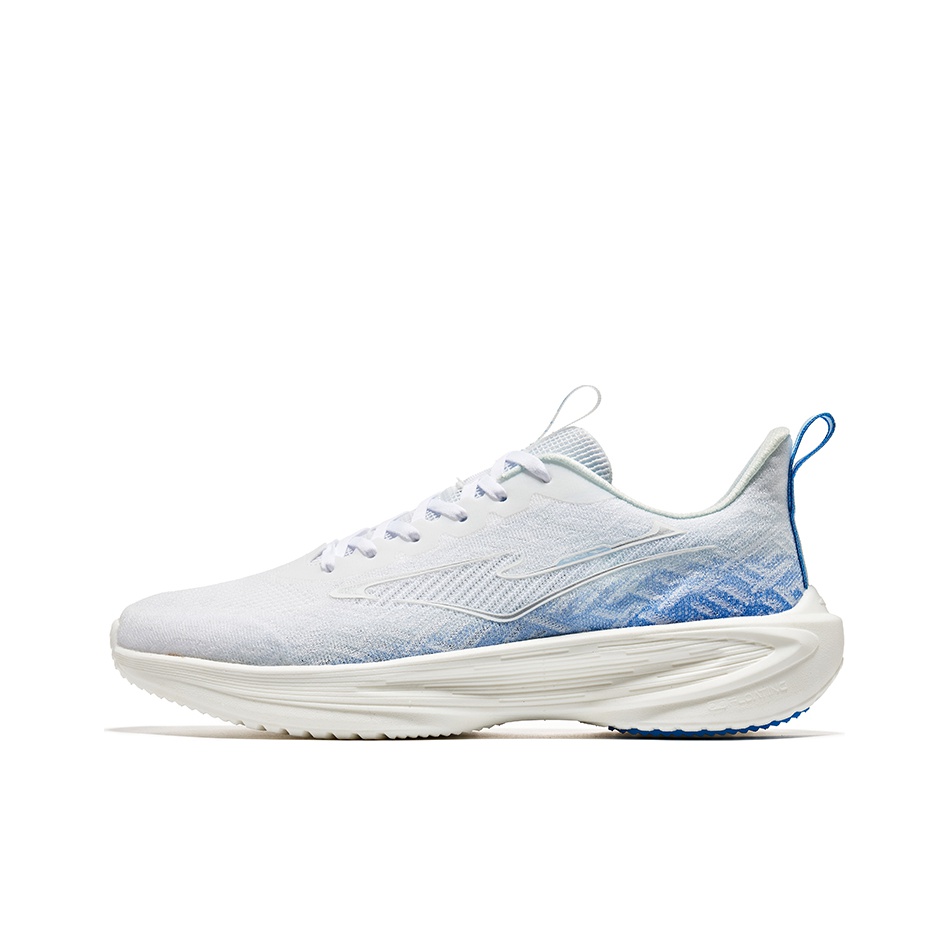 Erke Light Cloud Running Shoes Men Low Top Elk White Dark Blue POIZON