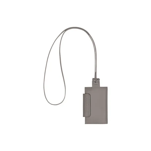 LONGCHAMP Le Pliage Cuir Leather Hanging Rope Card Holder Coin Purse Regular Women's Gray-1
