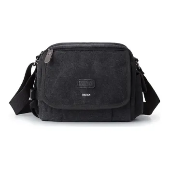 RIOREX Canvas Fabric Backpack Messenger Bag Canvas Bag Shoulder Bag Crossbody Bag Men's Black
