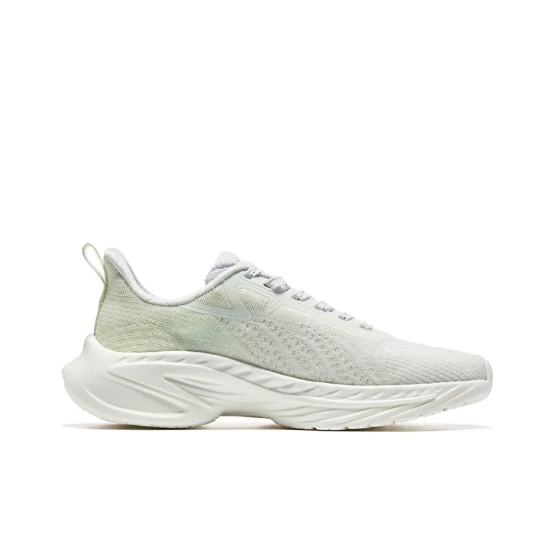 Erke Slip Resistant And Breathable Low Top Sprint Running Shoes Women's White Green-1