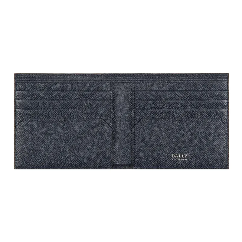 BALLY Cow Leather Card Clip Card Holder Wallets Men's Blue-2