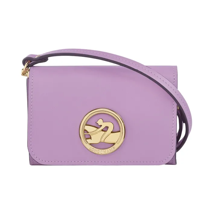 LONGCHAMP BOX-TROT Calfskin Shoulder Bag Crossbody Bag Wallets Small Size Women's Purple-0
