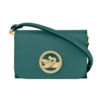 LONGCHAMP BOX-TROT Calfskin Shoulder Bag Crossbody Bag Wallets Small Size Women's Green