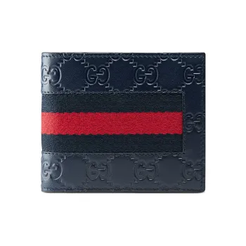 GUCCI Leather Wallet Men's Marine Blue