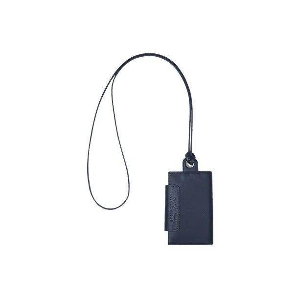 LONGCHAMP Le Pliage Cuir Leather Hanging Rope Card Holder Coin Purse Regular Women's Blue-1