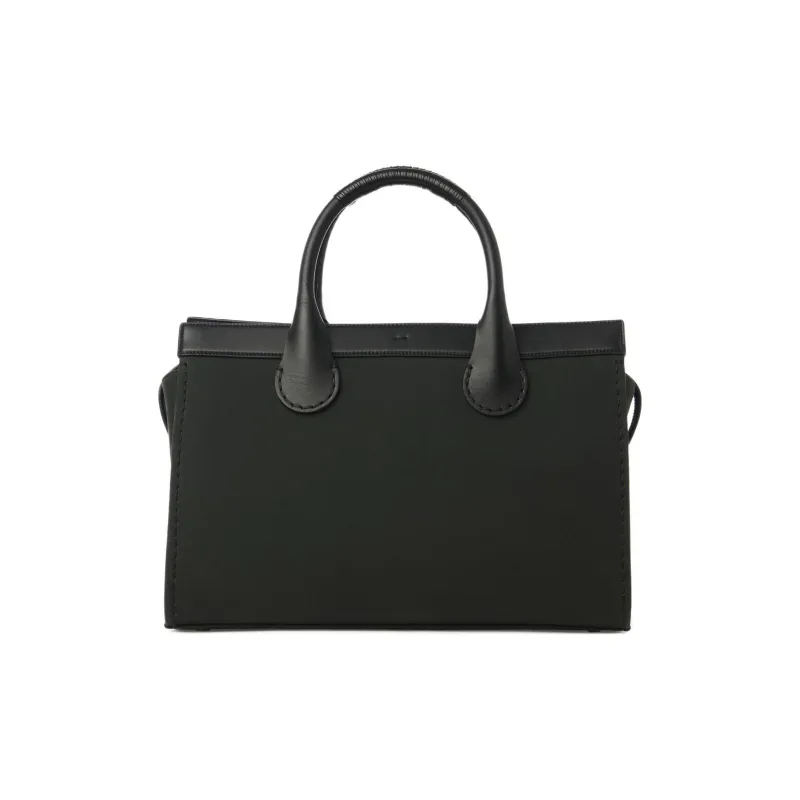 Chloe Edith Canvas With Calfskin Handbag Large Size Men's Black-1