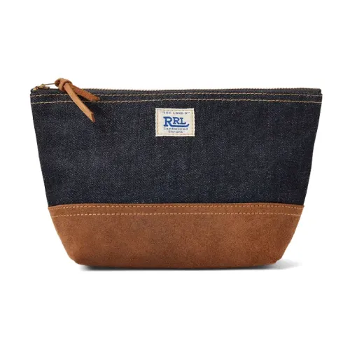 Polo Ralph Lauren Cotton With Leather Decoration Clutch Regular Men's Marine Blue/Brown