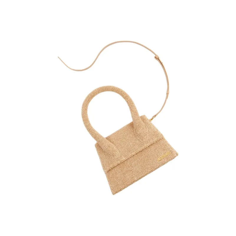 Jacquemus LE GRAND CHIQUITO Cotton Shoulder Bag Crossbody Bag Handbag Large Size Women's Beige-3