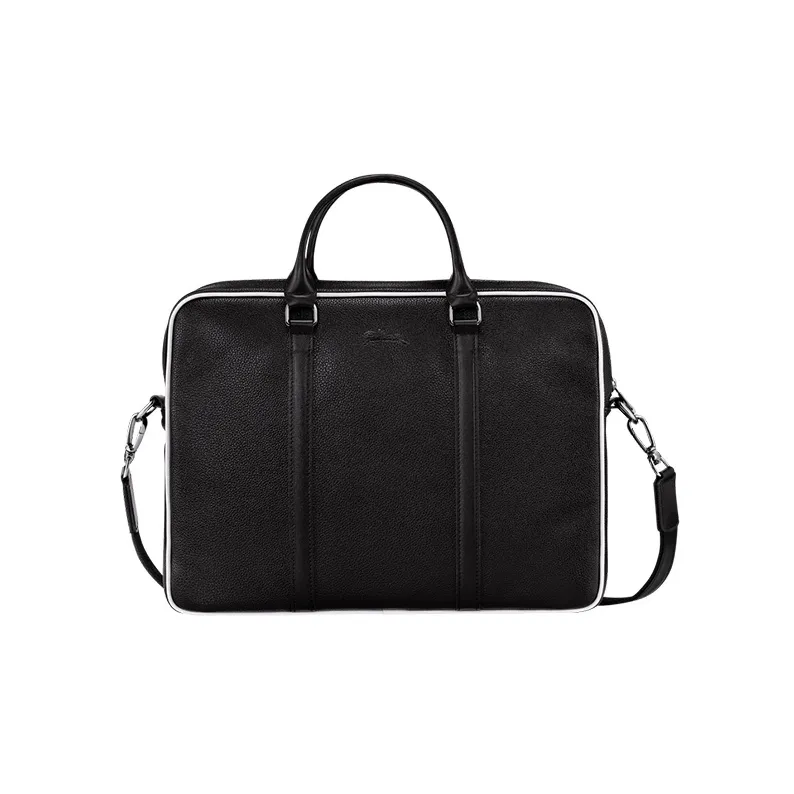 LONGCHAMP Le Foulonné Cow Leather Briefcase Handbag Shoulder Bag Crossbody Bag Mini Men's Black & White-2