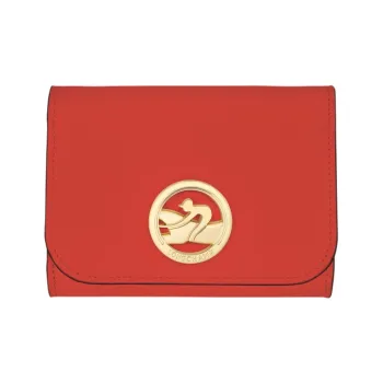 LONGCHAMP BOX-TROT Calfskin Card Holder Wallet Women's Red