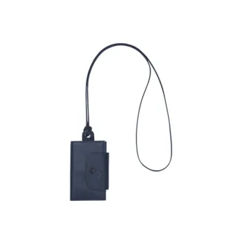 LONGCHAMP Le Pliage Cuir Leather Hanging Rope Card Holder Coin Purse Regular Women's Blue