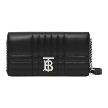 Burberry Lola Lola Bag Lambskin Shoulder Bag Crossbody Bag Chain Wallet Women's Black