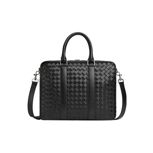 Bottega Veneta Cow Leather One Shoulder Crossbody Portable Briefcase Large Size Men's Black