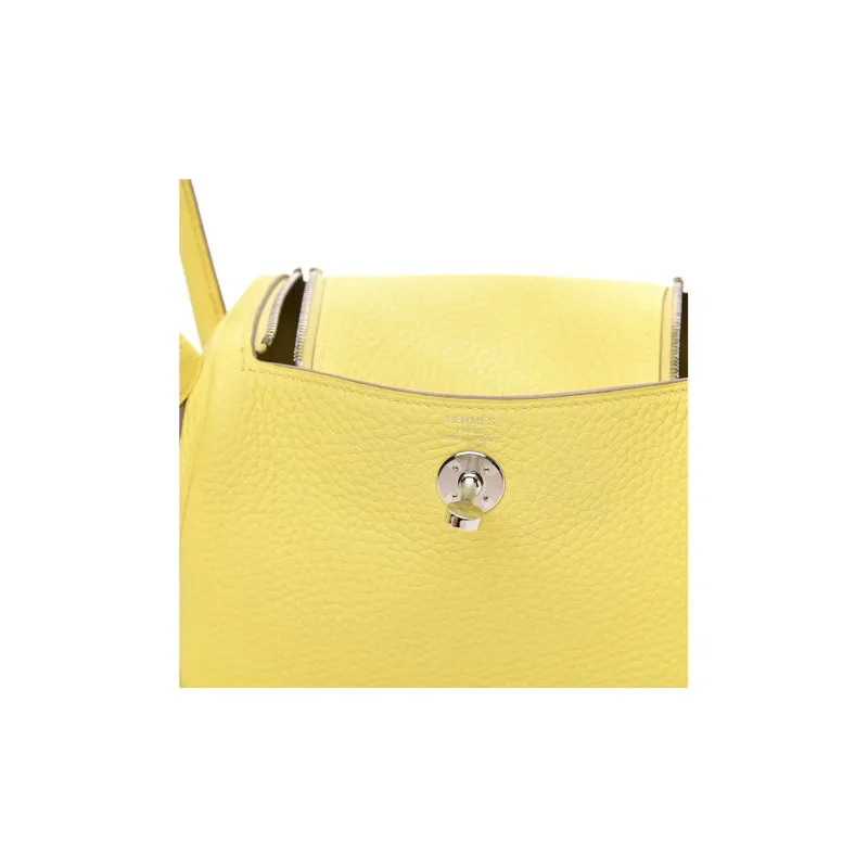 HERMES Lindy Taurillon Clemence Leather Handbag Shoulder Bag Crossbody Bag Mini Women's 9R Lime Lemon-4