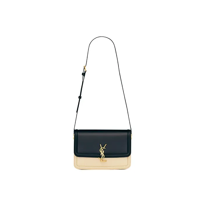 SAINT LAURENT SOLFERINO Cow Leather Tofu Bag Shoulder Bag Crossbody Bag Medium Size Women's Black/Beige-1