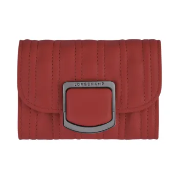LONGCHAMP Brioche Lambskin Combined With Cow Leather Business Card Holder Card Holder Card Wallet Women's Red