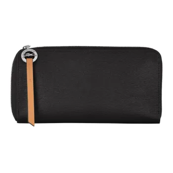 LONGCHAMP Le Pliage City Coated Canvas With Leather Trim Wallet Women's Black