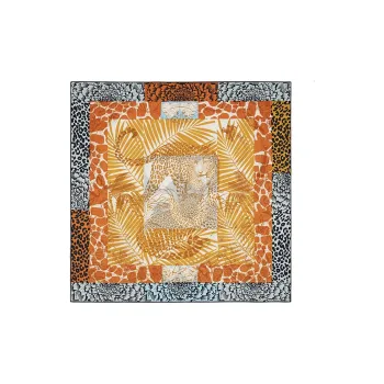HERMES Silk Scarves Women's Orange/Black