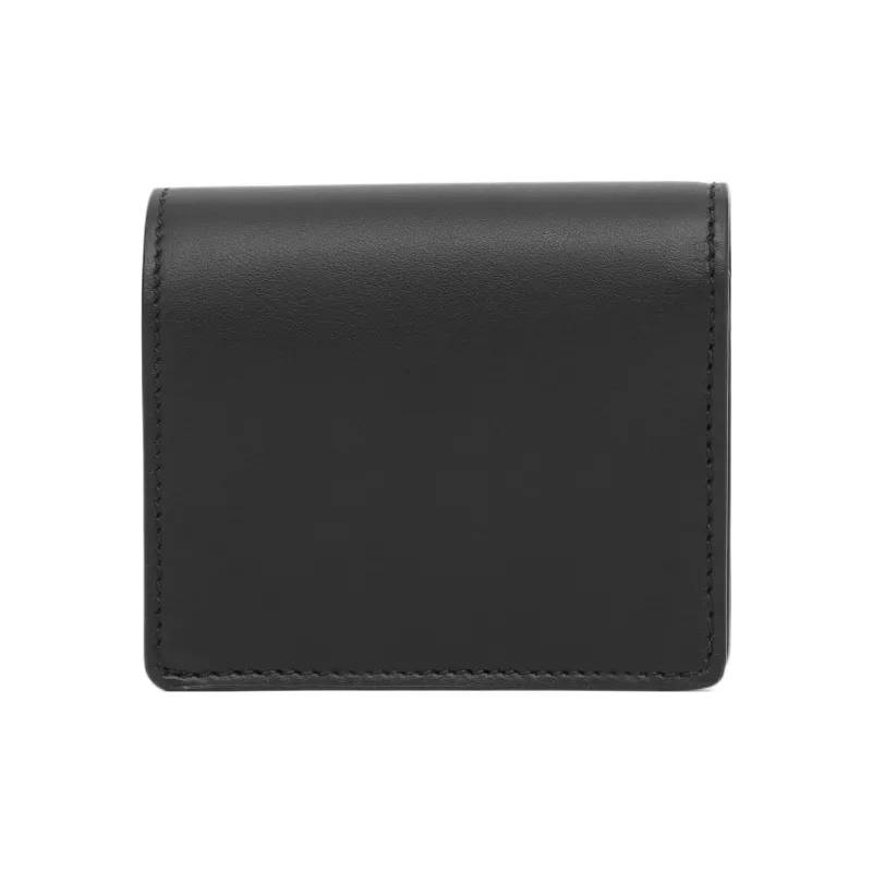 Burberry Vintage Leather Wallet Small Size Women's Black/Beige-2