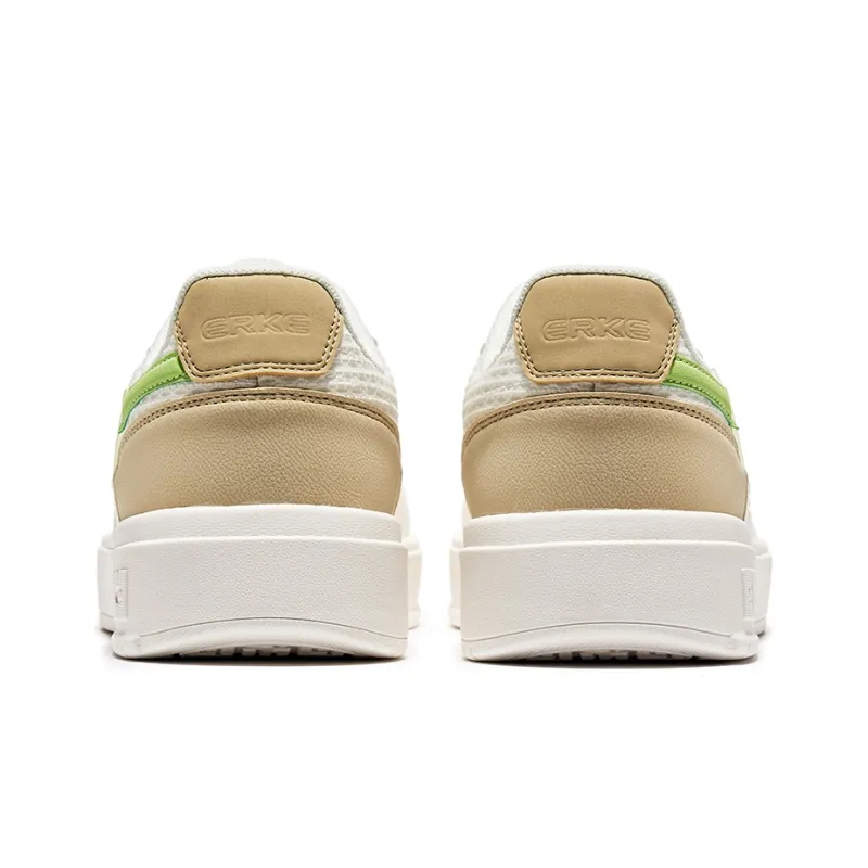 Erke Pinellia Ternata Skateboard Shoes Men Low Top Microcrystal White-3