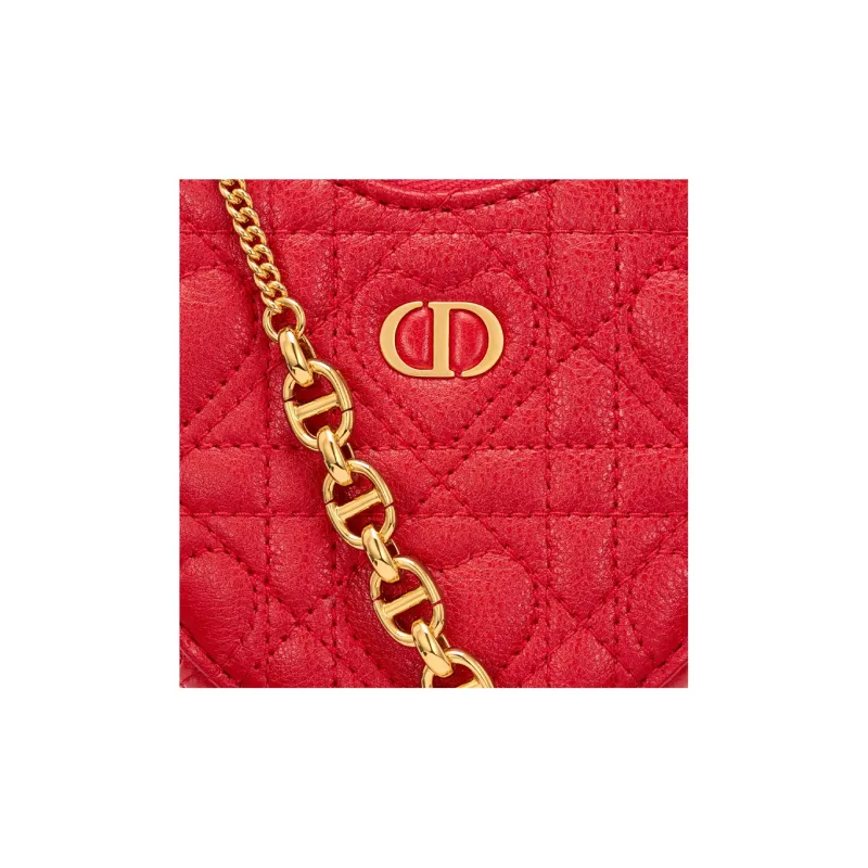 DIOR Caro Calfskin Handheld Shoulder Bag Crossbody Bag Women's Red-5