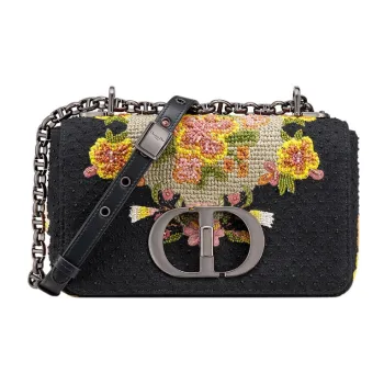 DIOR Caro Leather Shoulder Bag Crossbody Bag Small Size Women's Black