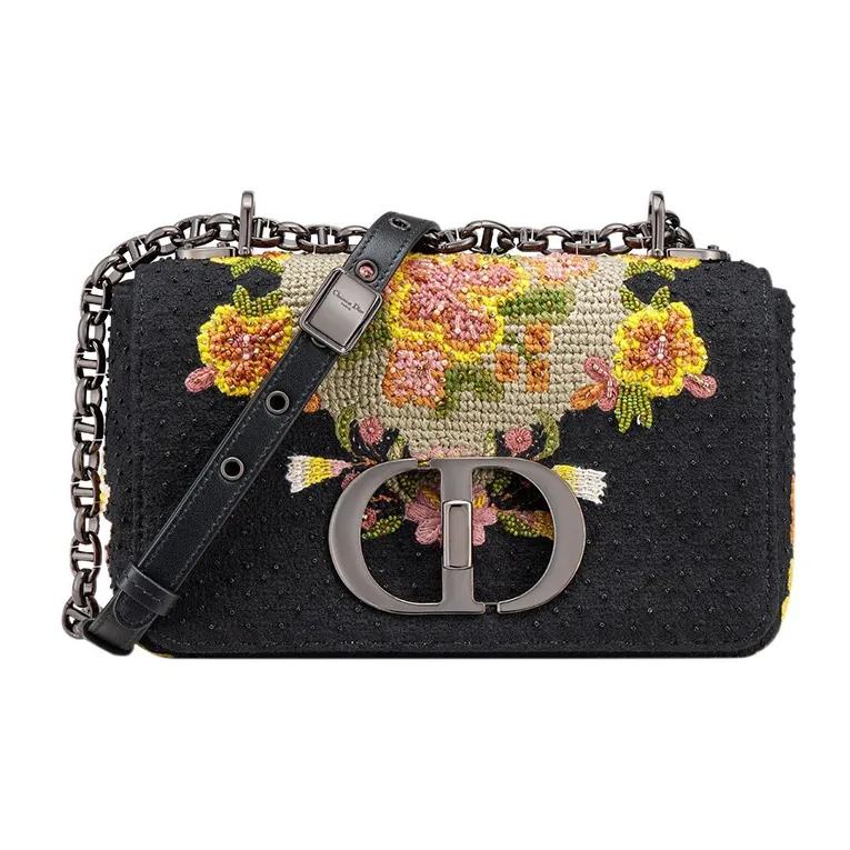 DIOR Caro Leather Shoulder Bag Crossbody Bag Small Size Women's Black-0